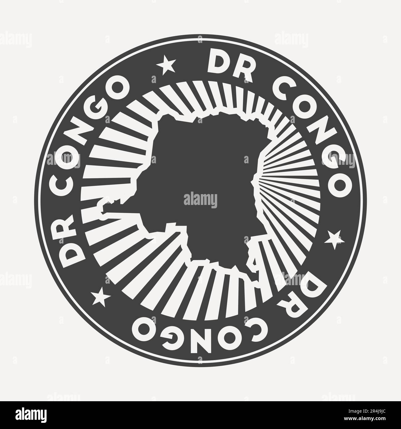 DR. Congo rundes Logo. Vintage-Reiseabzeichen mit kreisförmigem Namen und Landkarte, Vektorillustration. Stock Vektor