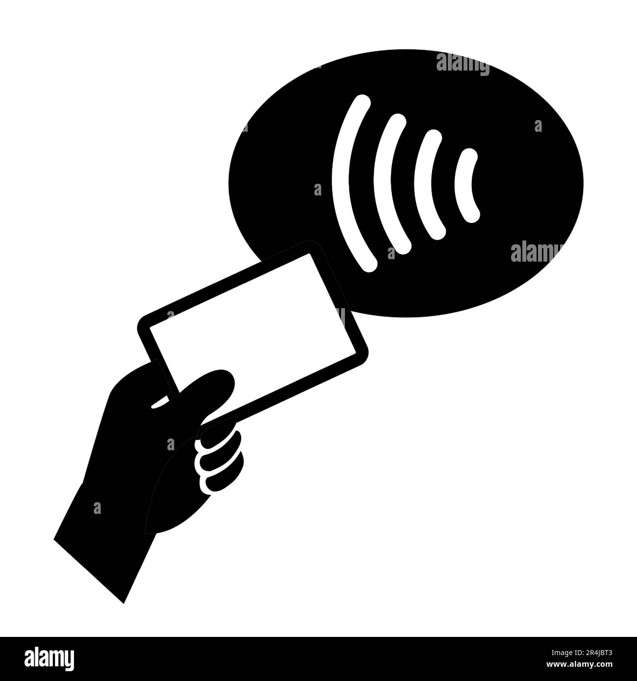 Kontaktloses Kartenzahlungssystem POS, NSF-Technologiesymbole in Weiß auf einem isolierten schwarzen Hintergrund für bargeldlose Zahlungen, Karte Stock Vektor