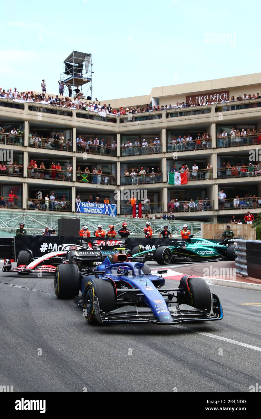Montecarlo, Monaco. 28. Mai 2023. #02 Logan SarSergeant Williams Racing Mercedes während des Monaco GP, 25-28. Mai 2023 in Montecarlo, Formel 1 Weltmeisterschaft 2023. Kredit: Unabhängige Fotoagentur/Alamy Live News Stockfoto
