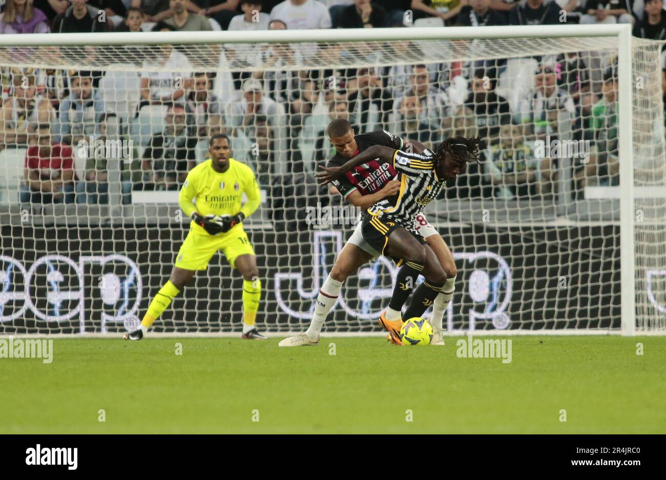 Turin, Italien. 28. Mai 2023. Moise Kean von Juventus während des Fußballspiels der Italienischen Serie A zwischen dem FC Juventus und dem AC Mailand am 28. Mai 2023 im Allianz Stadium Turin, Italien. Foto Nderim Kaceli Kredit: Unabhängige Fotoagentur/Alamy Live News Stockfoto