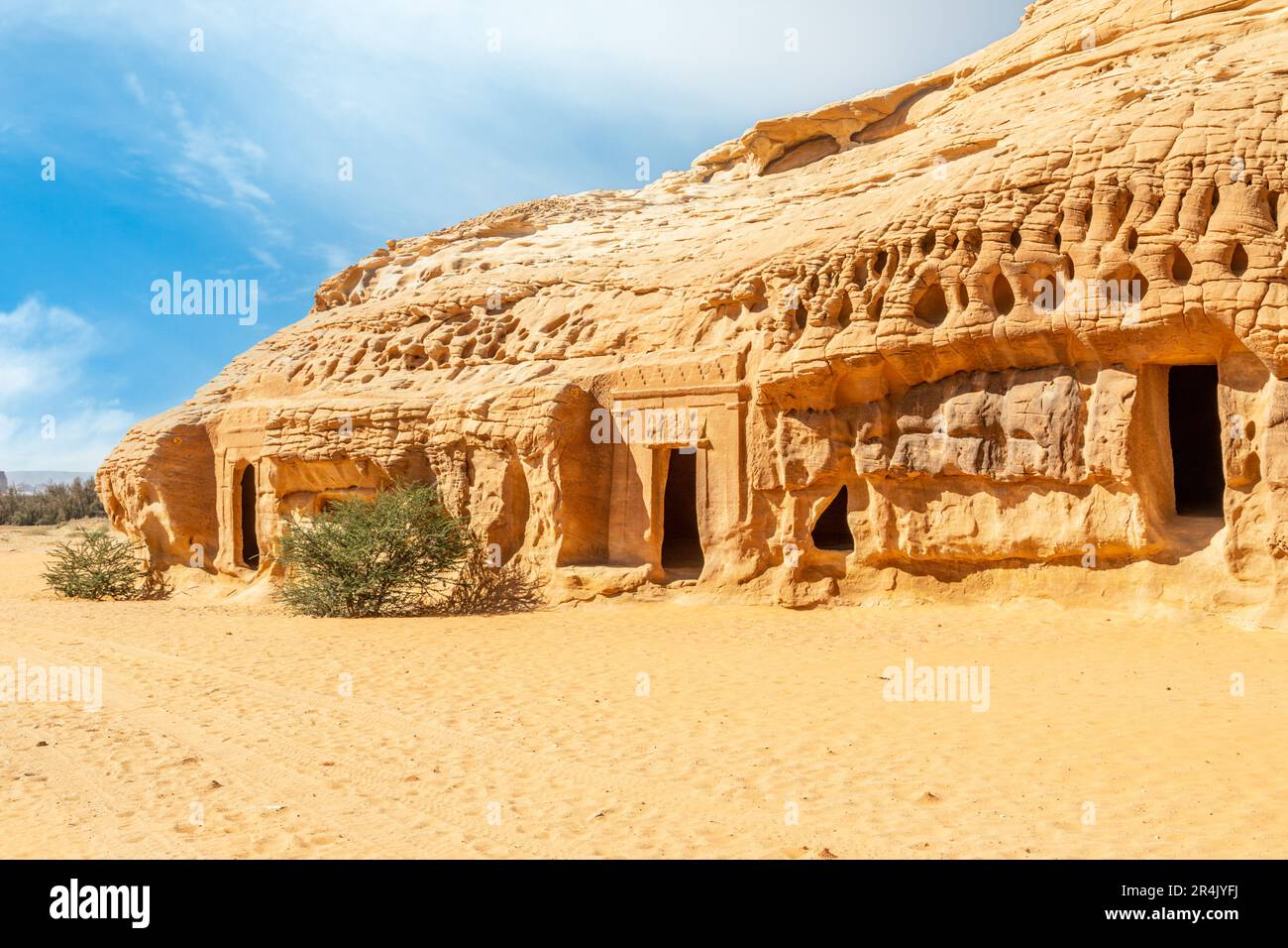 Jabal al al Banat Complex der nabatäischen Gräber, Hegra, Al Ula, Saudi-Arabien Stockfoto