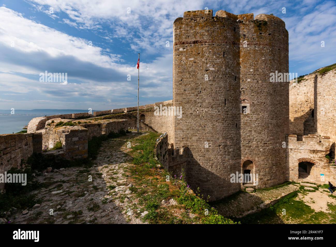 Schloss Kilitbahir, osmanische Festung, Halbinsel Gelibolu (Gallipoli) und Straße der Dardanellen, Eceabat, Provinz Canakkale, europäische Seite, Türkei Stockfoto