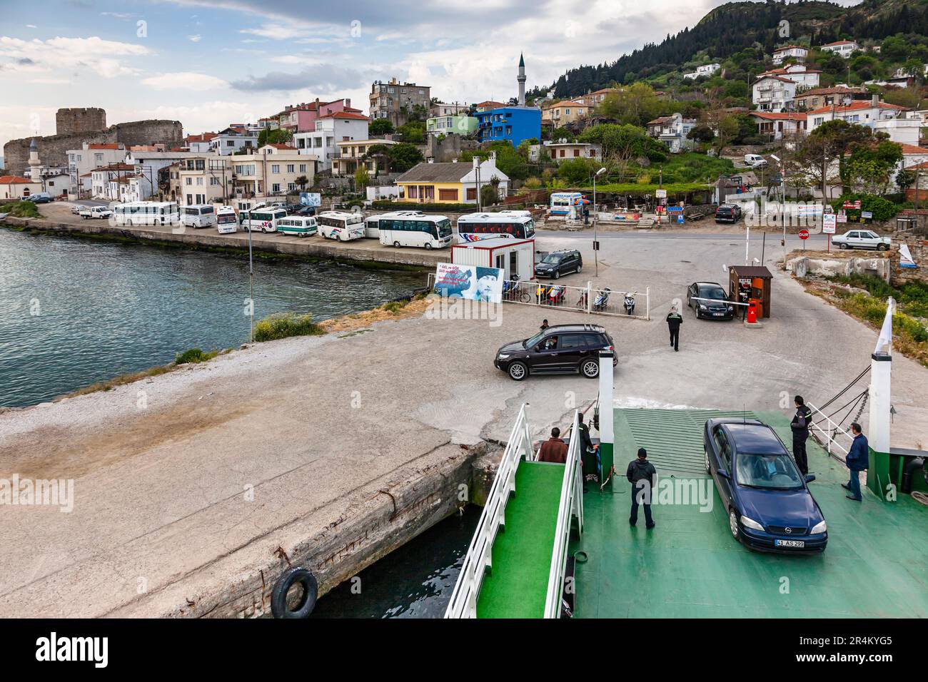 Fähre, Überquerung der Dardanelles Straße, Kilitbahir Hafen der Gelibolu Halbinsel, Eceabat, Provinz Canakkale, europäische Seite, Türkei Stockfoto