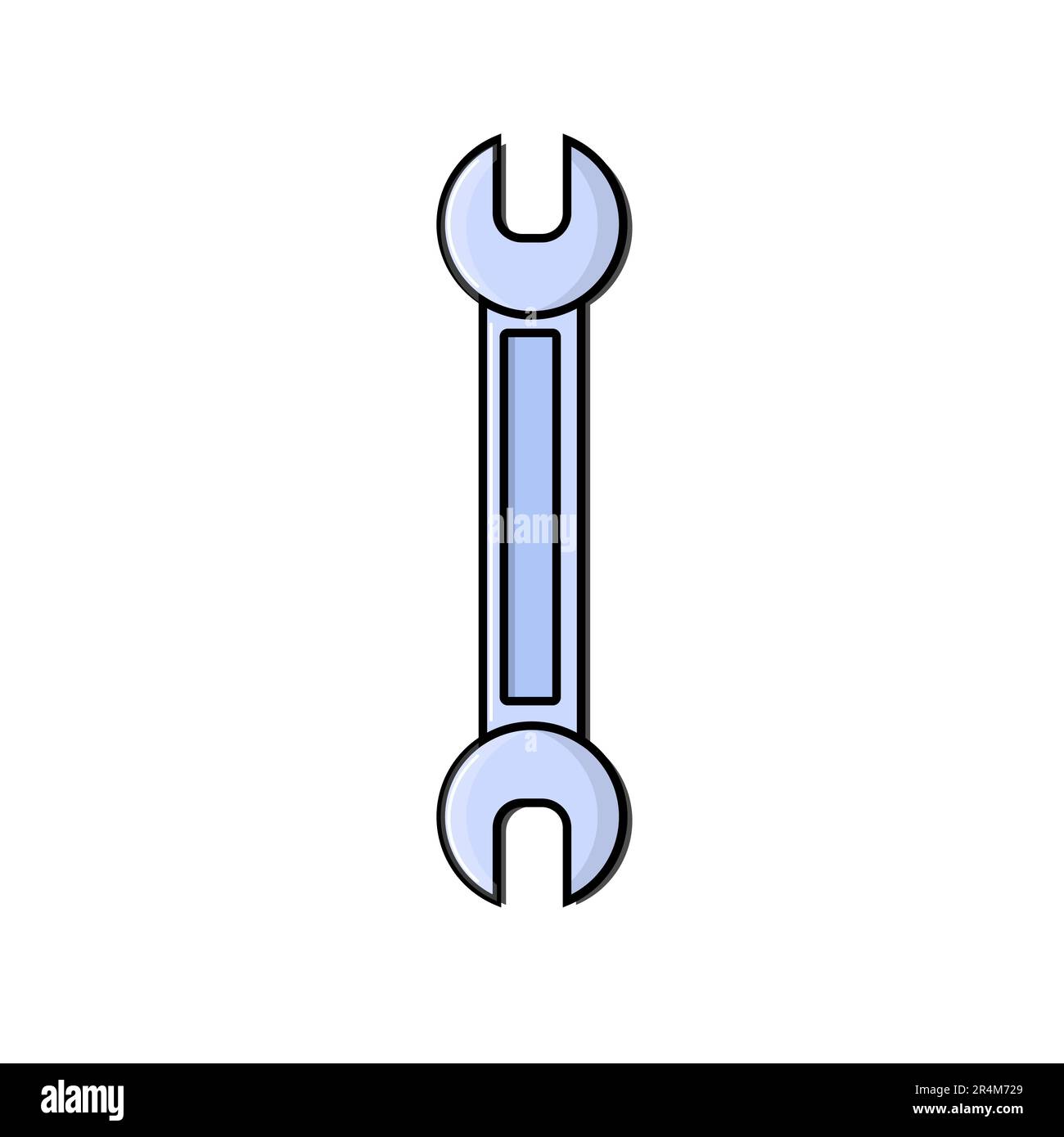 Aufbau blaues Symbol eines Zapfhahnschlüssels zum Festziehen und Lösen von Muttern und Schrauben für Reparaturen. Metallbauwerkzeug. Vektor. Stock Vektor
