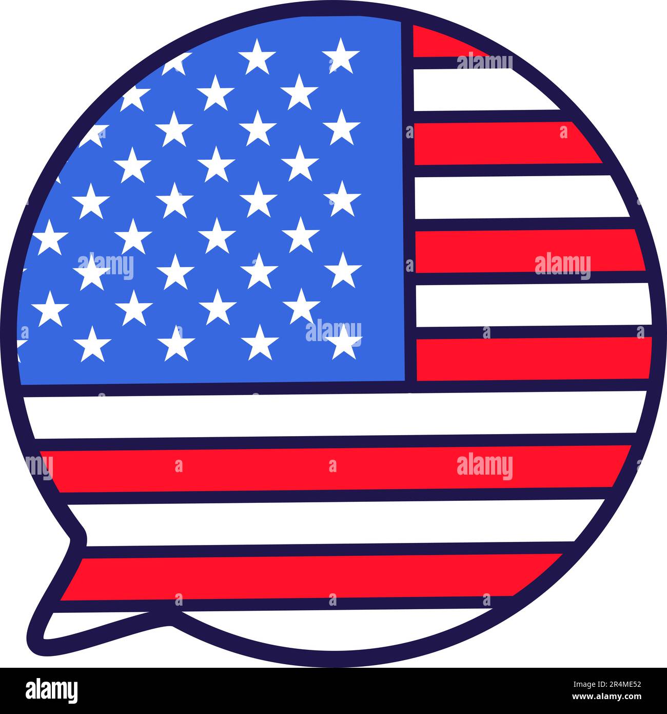 Sprechende Blase gefüllt mit Sternen und Streifen American Flag Canvas Banner. Festliches Element, Attribute des 4. Juli amerikanischen Unabhängigkeitstages. Cartoon V Stock Vektor