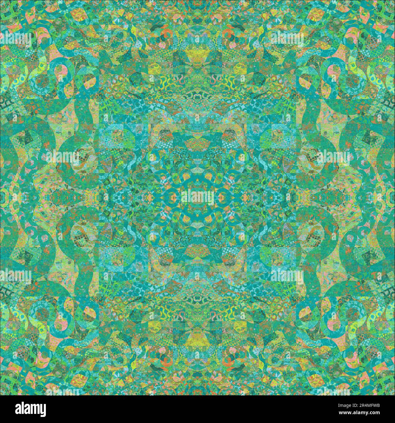 Hippes, Geometrisches Design In Boho Green Stockfoto