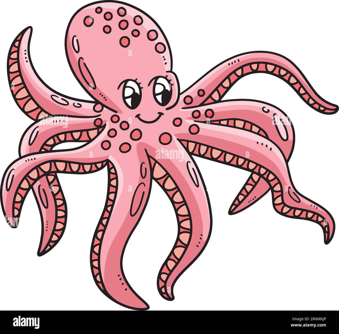 Mutter Oktopus Cartoon Farbige Clipart Stock Vektor