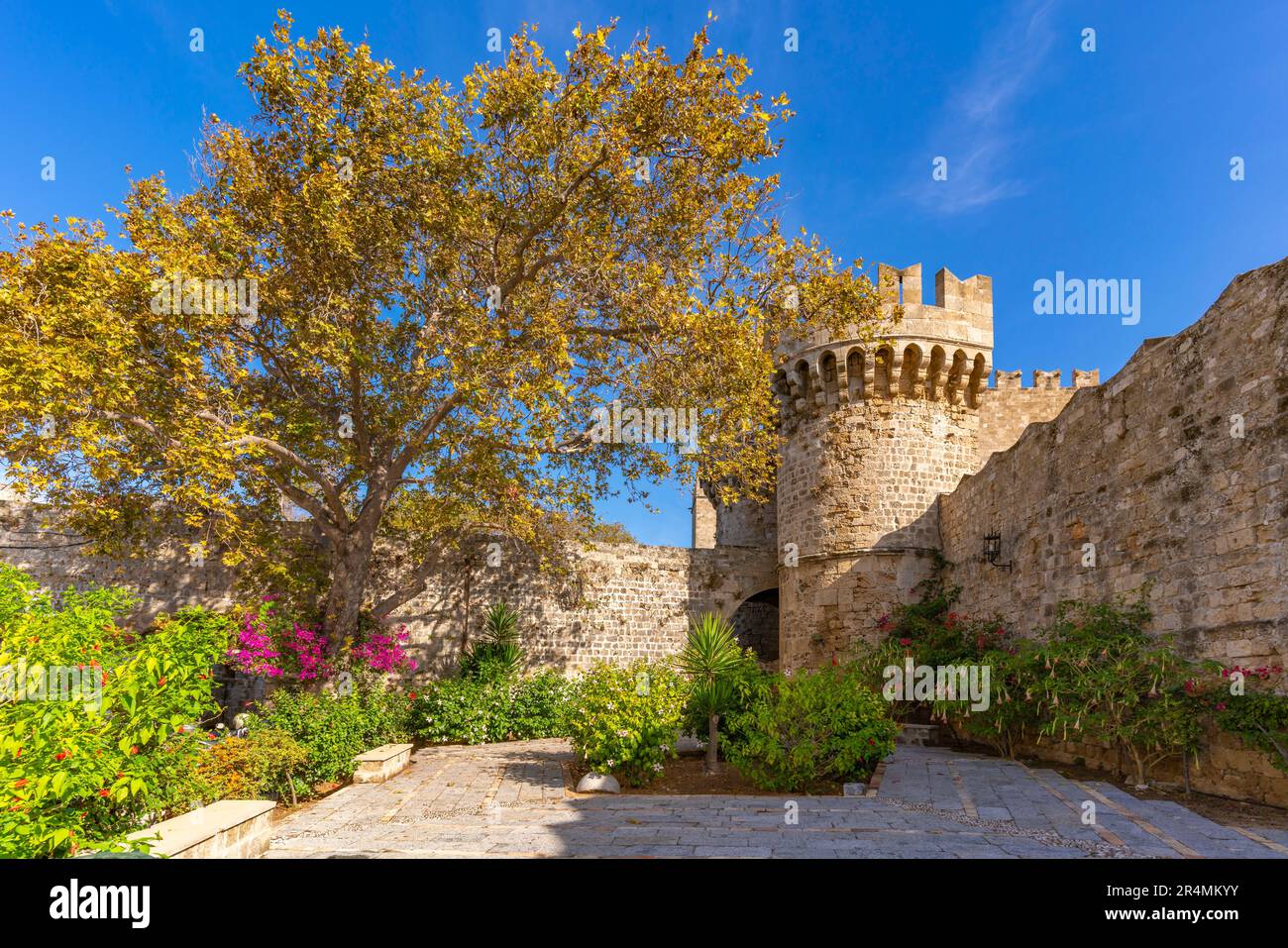 Blick auf Pili Kanonion, Altstadt von Rhodos, UNESCO-Weltkulturerbe, Rhodos, Dodekanese, griechische Inseln, Griechenland, Europa Stockfoto