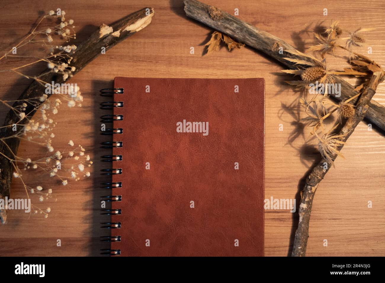 Notebook-Hülle aus rotem Leder Stockfoto
