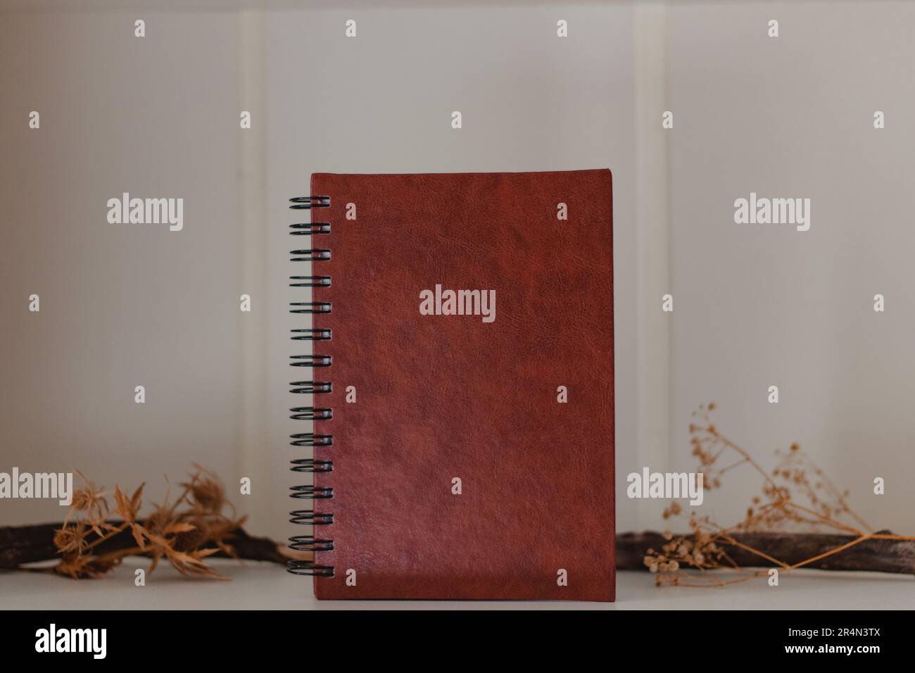 Altes rotes Ledertagebuch Stockfoto