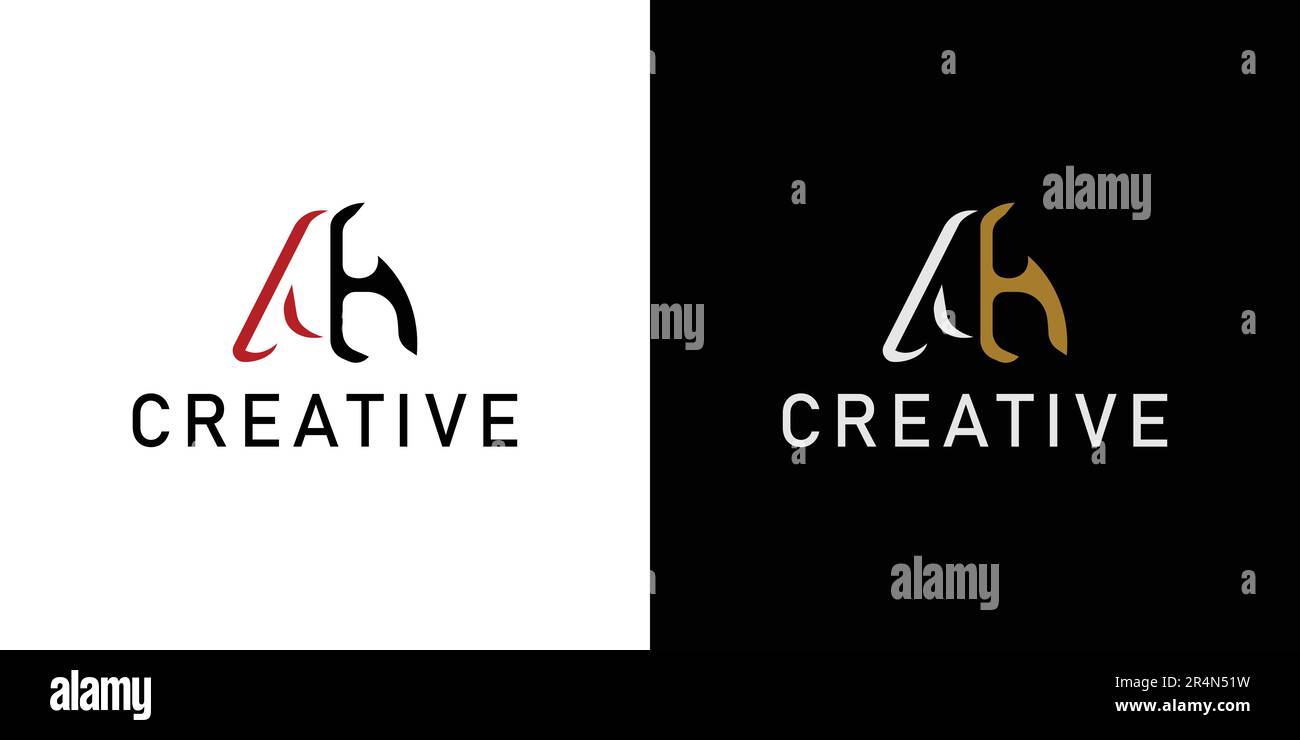 Buchstaben Logo Initialen AH. monogramm-Logo-Konzept. Einfache Konstruktion bearbeitbar. Stock Vektor