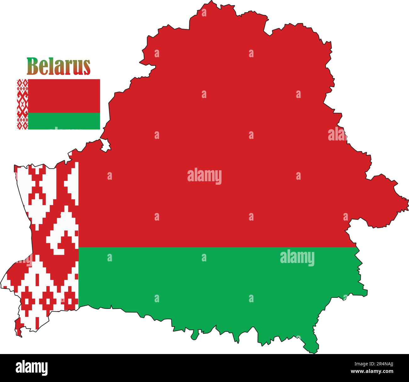 Karte und Flagge Weißrusslands Stock Vektor