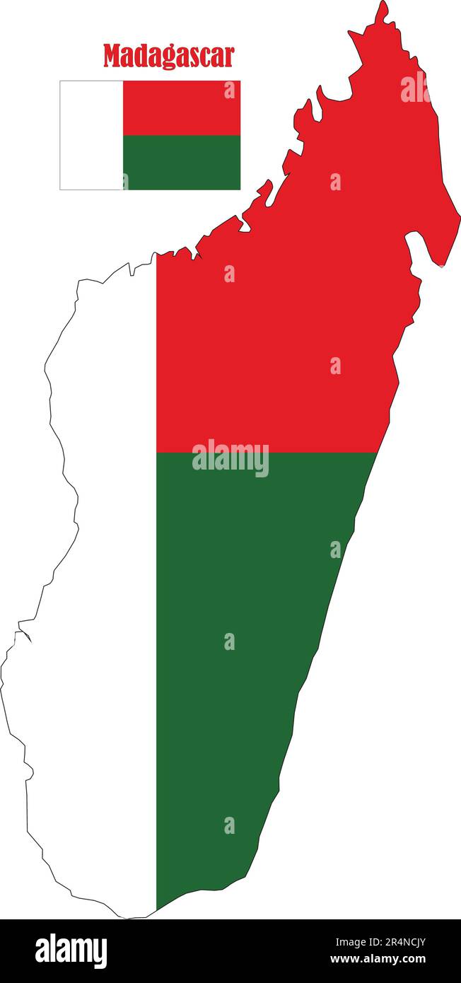 Karte und Flagge Madagaskars Stock Vektor
