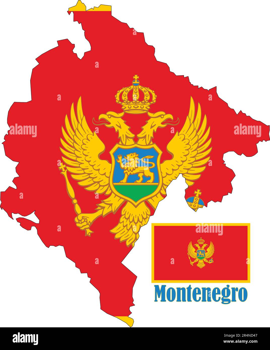 Karte und Flagge Montenegros Stock Vektor