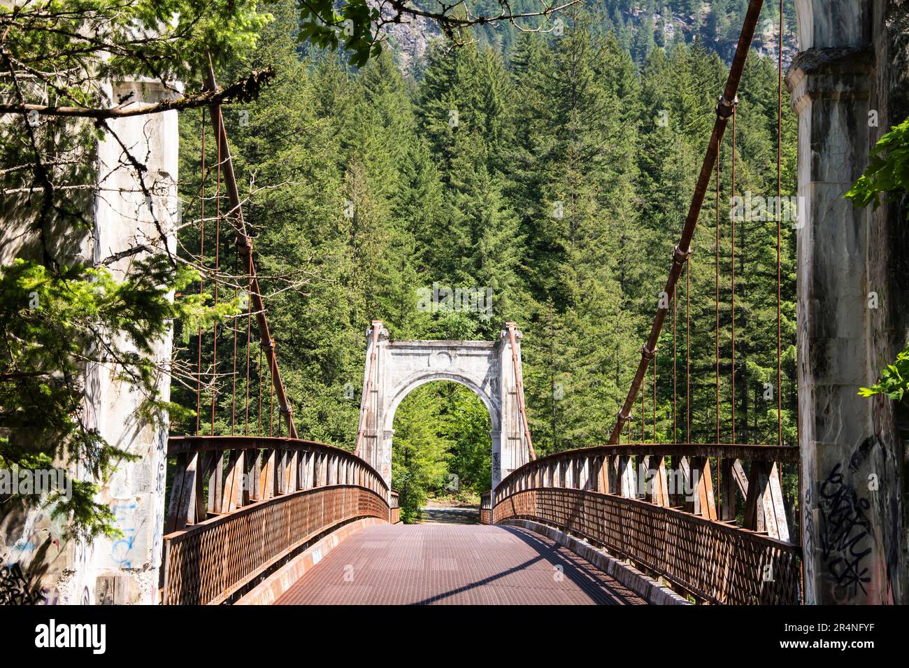 Historische Alexandra Bridge in Spuzzum, British Columbia, Kanada Stockfoto