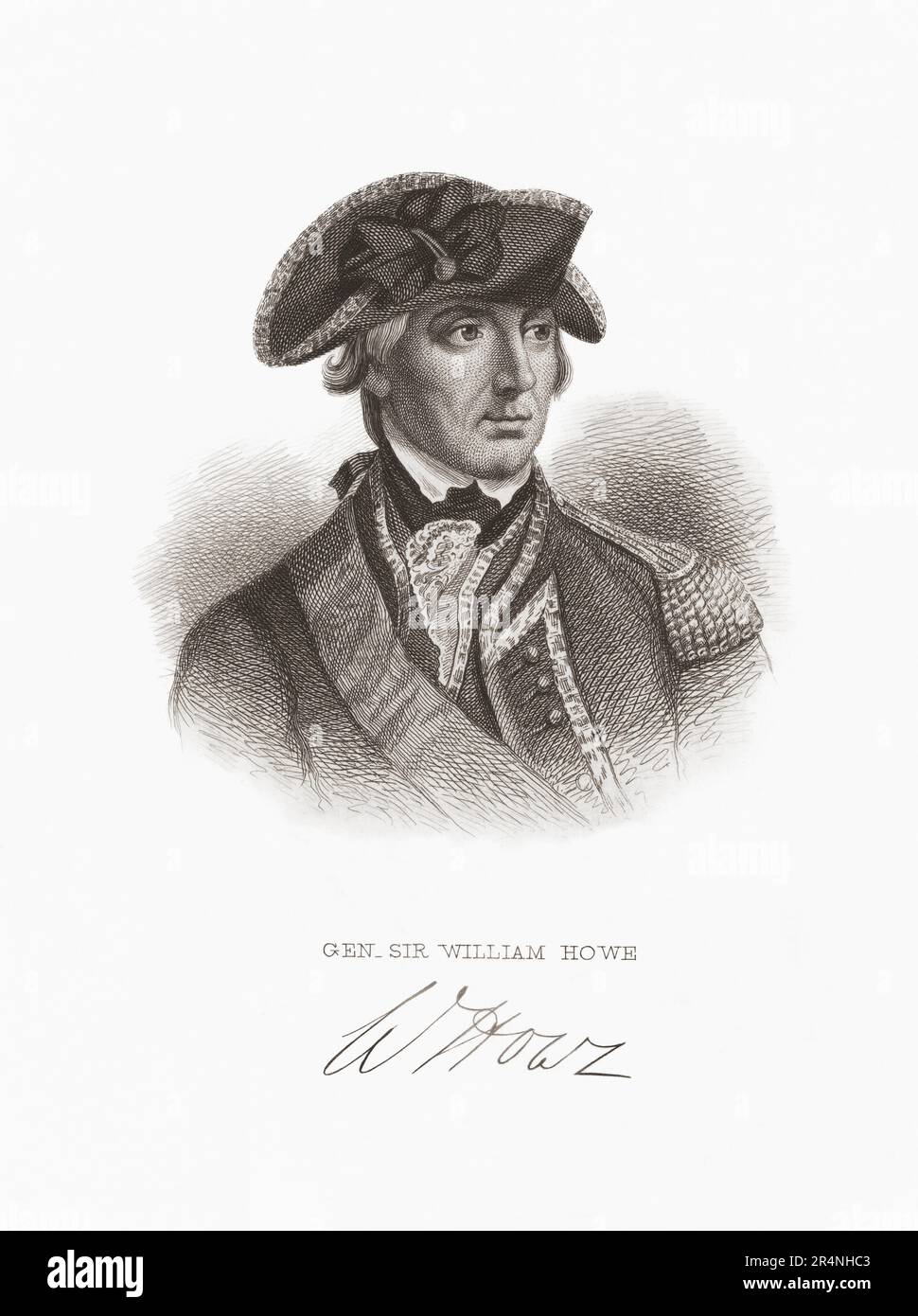 William Howe, 5. Viscount Howe, 1729-1814. Offizier der britischen Armee. Howe war Oberbefehlshaber der britischen Landstreitkräfte in den Kolonien während des amerikanischen Unabhängigkeitskriegs. Nach einem Porträt aus dem 18. Jahrhundert. Stockfoto