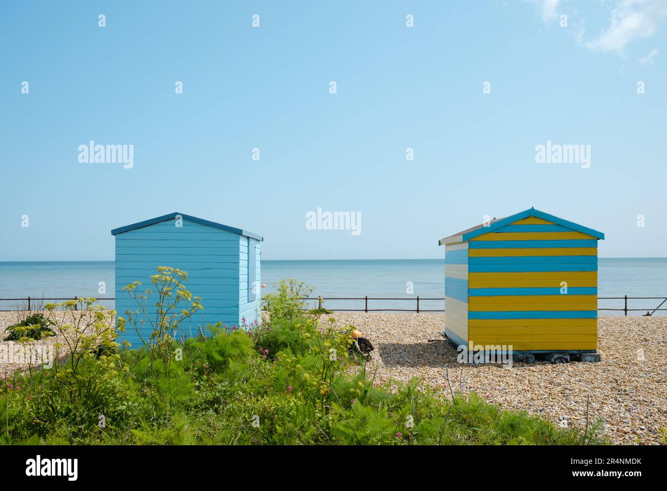 Beach Huts, Kingsdown Beach, Nr Deal, Kent, Großbritannien Stockfoto