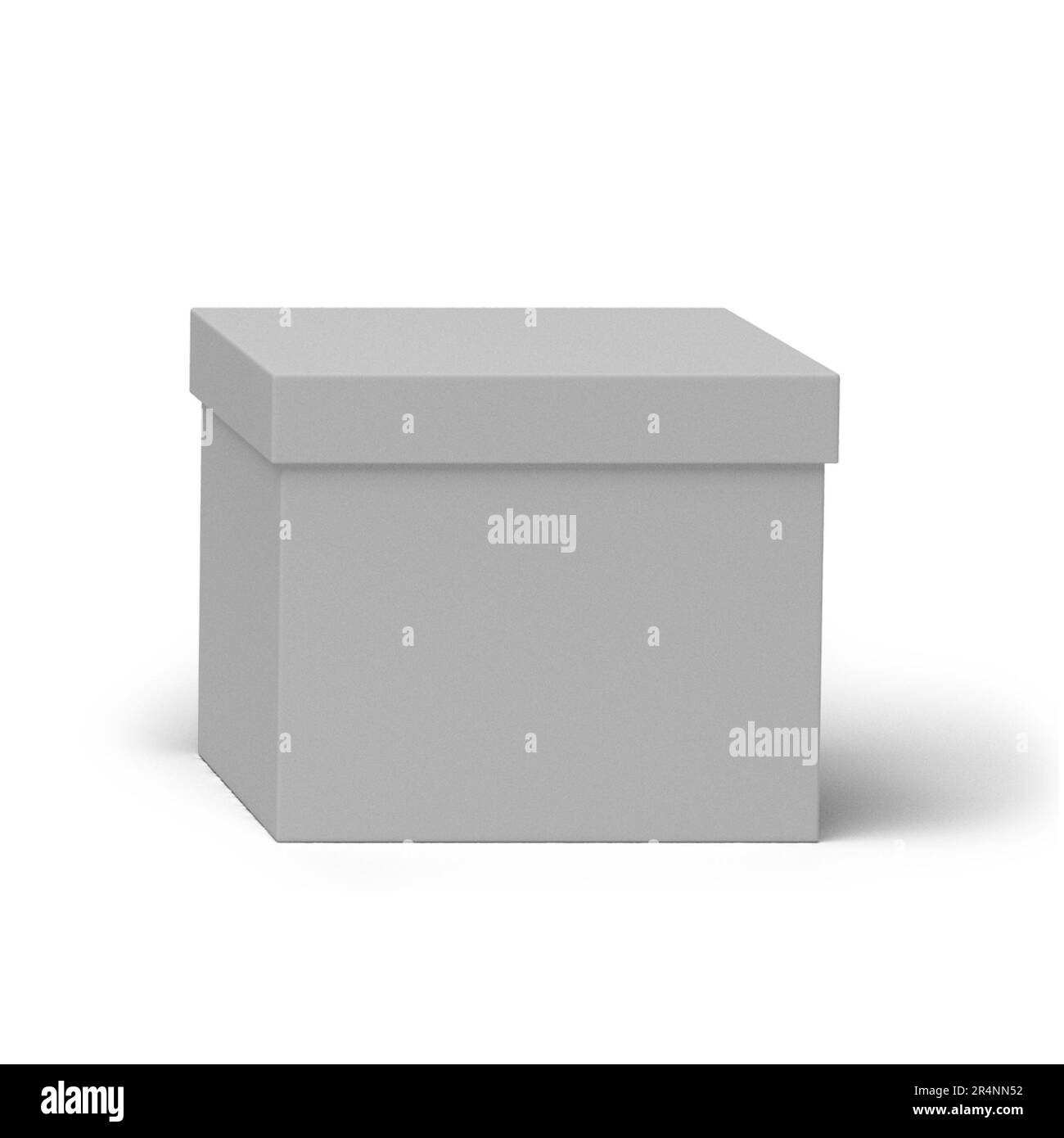 Leere weiße Geschenkbox isoliert auf Weiß für das aktuelle Konzeptdesign. Stockfoto