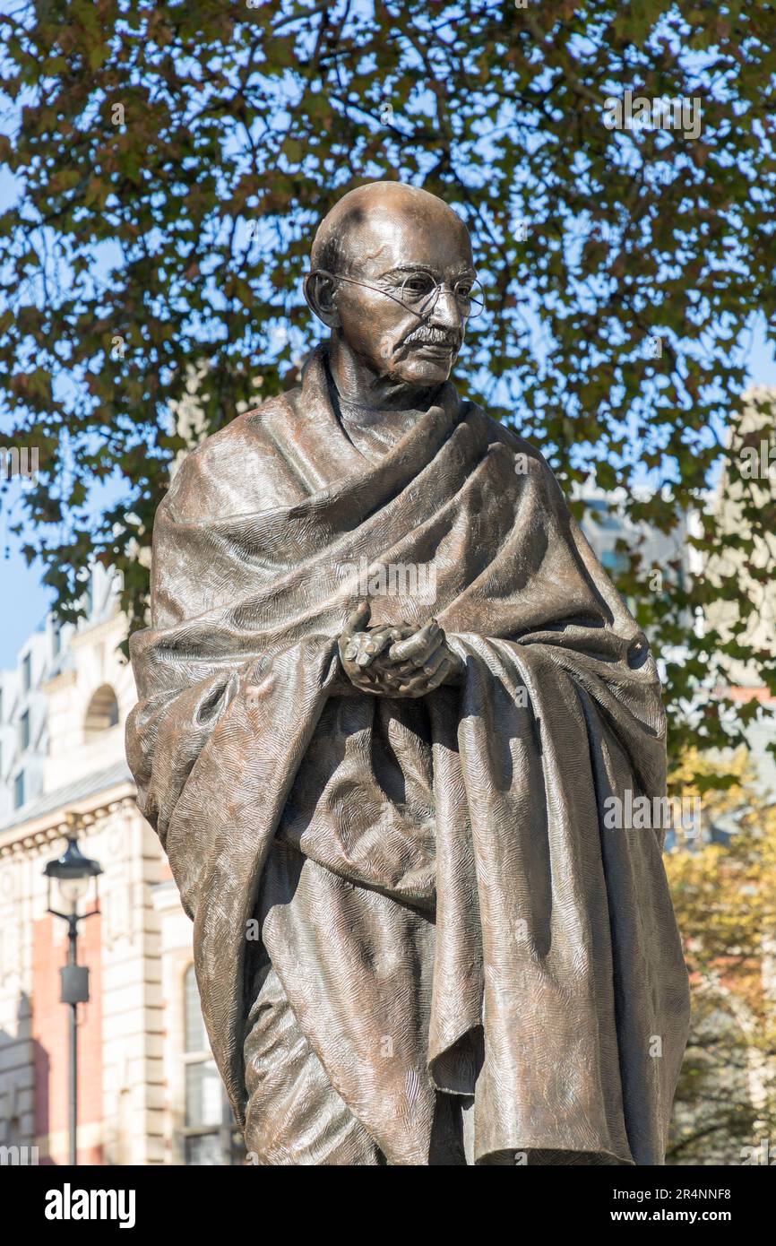 Mahatma Gandhi Statue, Parliament Square, London, England, Großbritannien Stockfoto