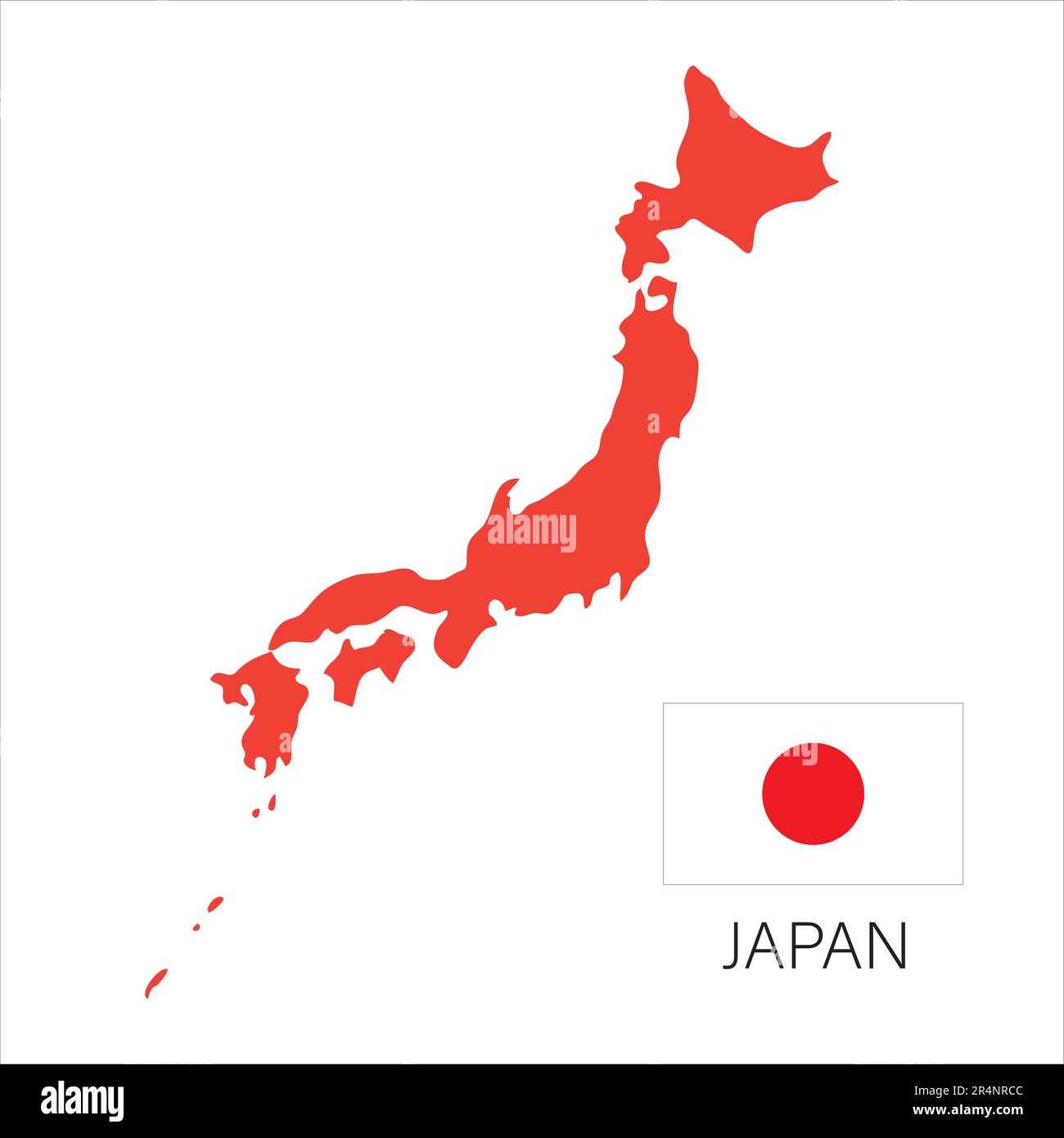 Japanische Kartensilhouette isoliert auf weißem Hintergrund mit japanischer Flagge. Vektordarstellung auf weiß isoliert Stock Vektor