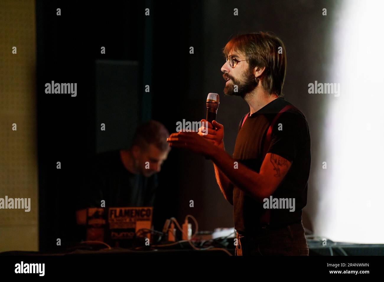 A Lluz, Orión E A Nova Lluz, Poetische Show, Miguel Rodríguez und Andrés Rodríguez, Santanyi, Mallorca, Balearen, Spanien Stockfoto