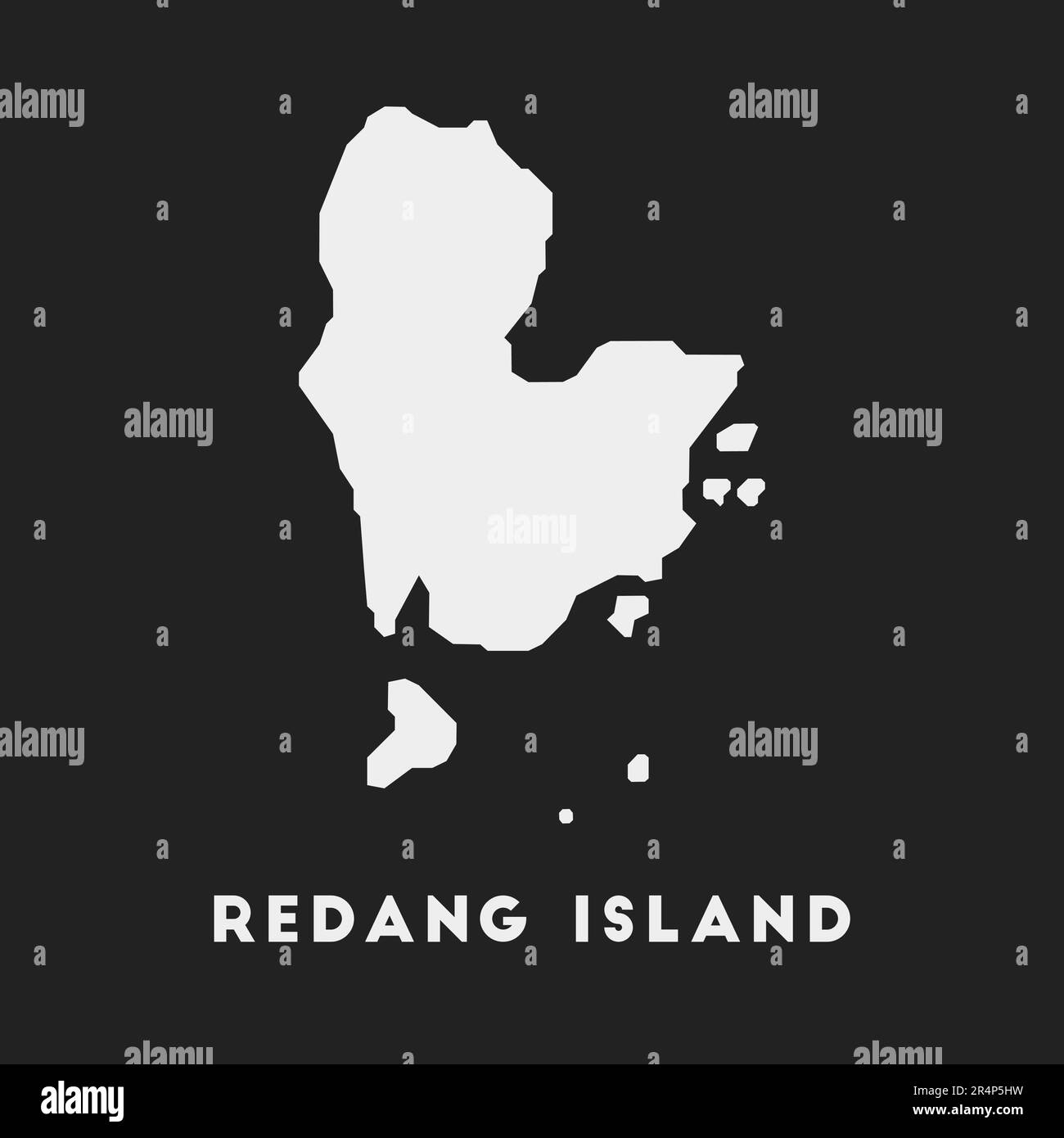 Symbol für Redang Island. Karte auf dunklem Hintergrund. Stilvolle Karte mit Namen zur Insel Redang. Vektordarstellung. Stock Vektor