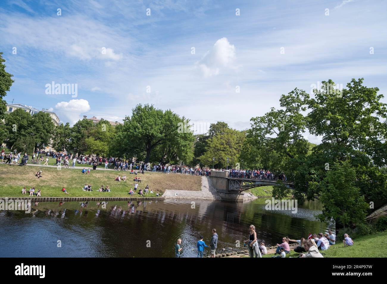 Riga, Lettland - 29. Mai 2023: Begrüßung der Eishockeymannschaft der ...