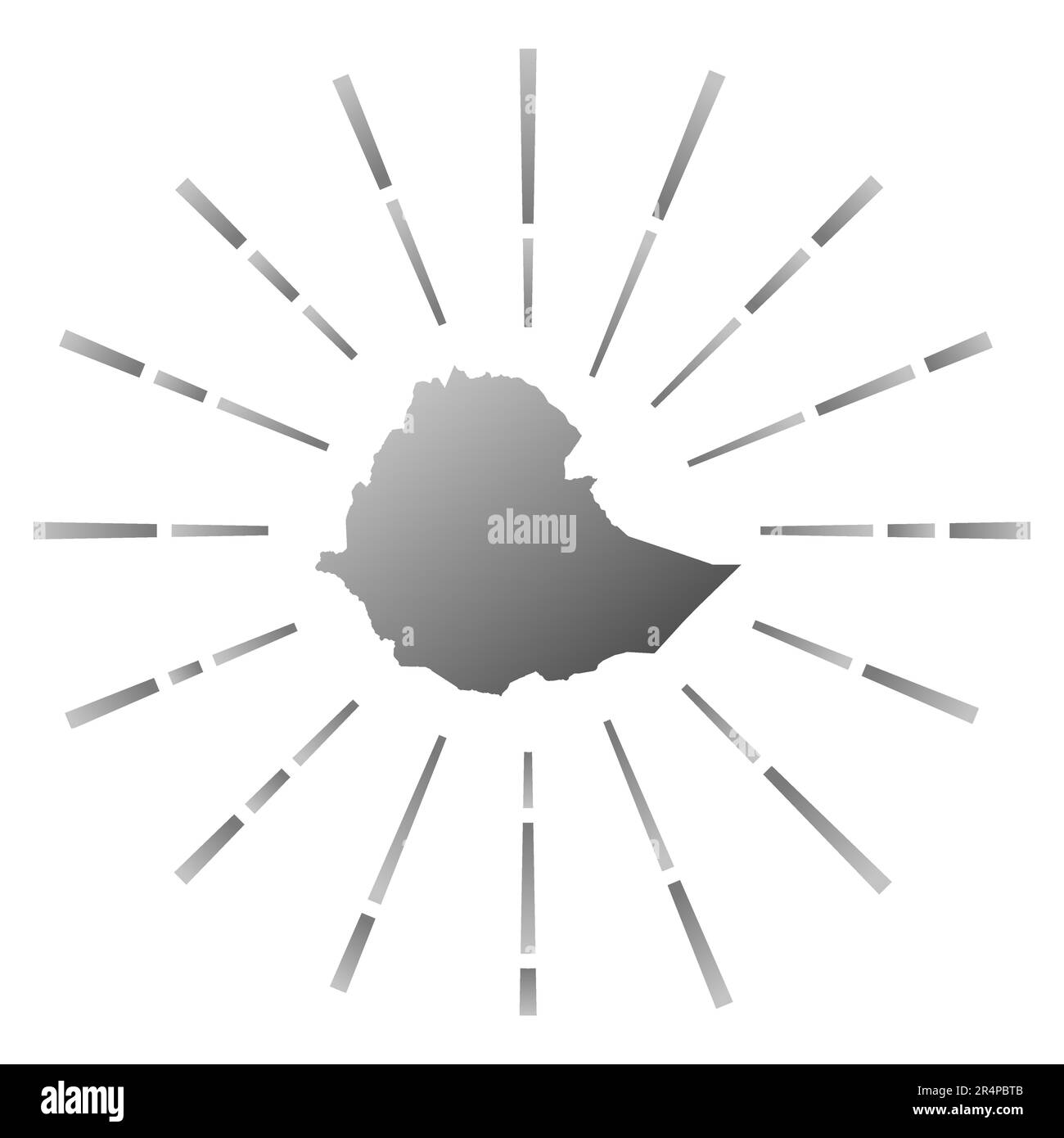 Äthiopien hat einen Sonnenaufgang. Landkarte mit farbenfrohen Sternenstrahlen. Äthiopien Illustration in Digital, Technologie, Internet, Netzwerk Stil. Stock Vektor