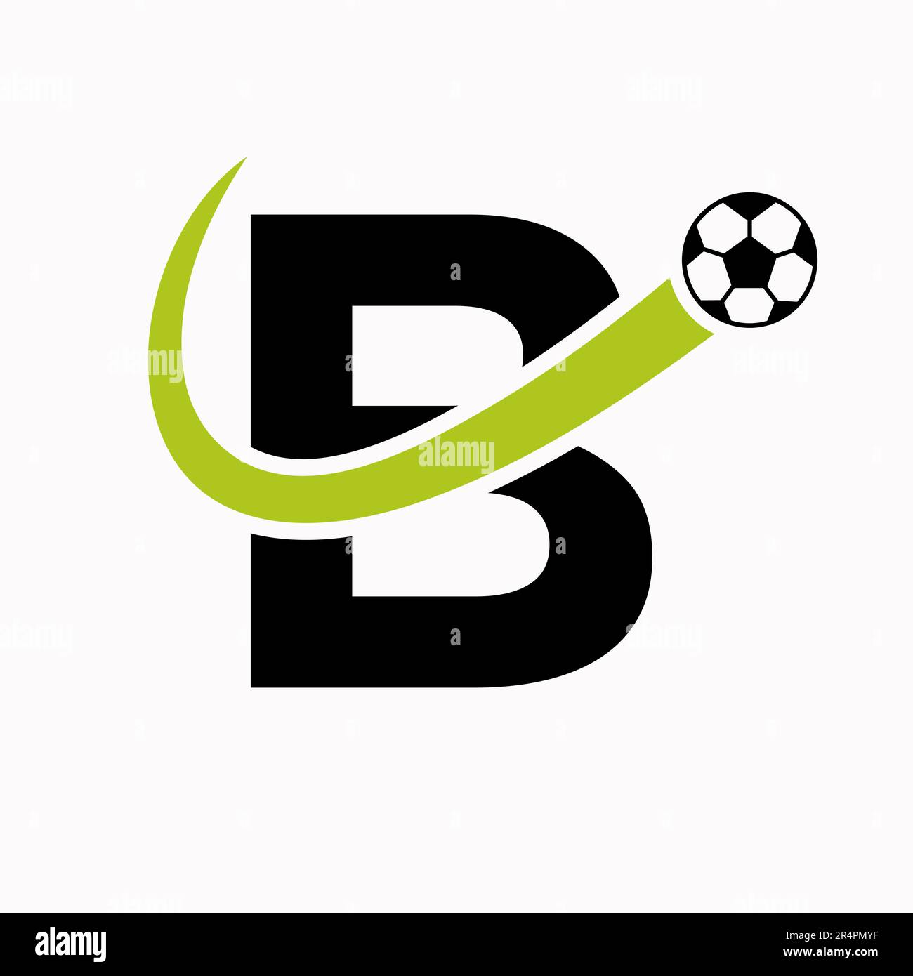 Fußballlogo mit Buchstabe B. Fußball-Logo-Konzept Mit Beweglicher Fußball-Ikone Stock Vektor