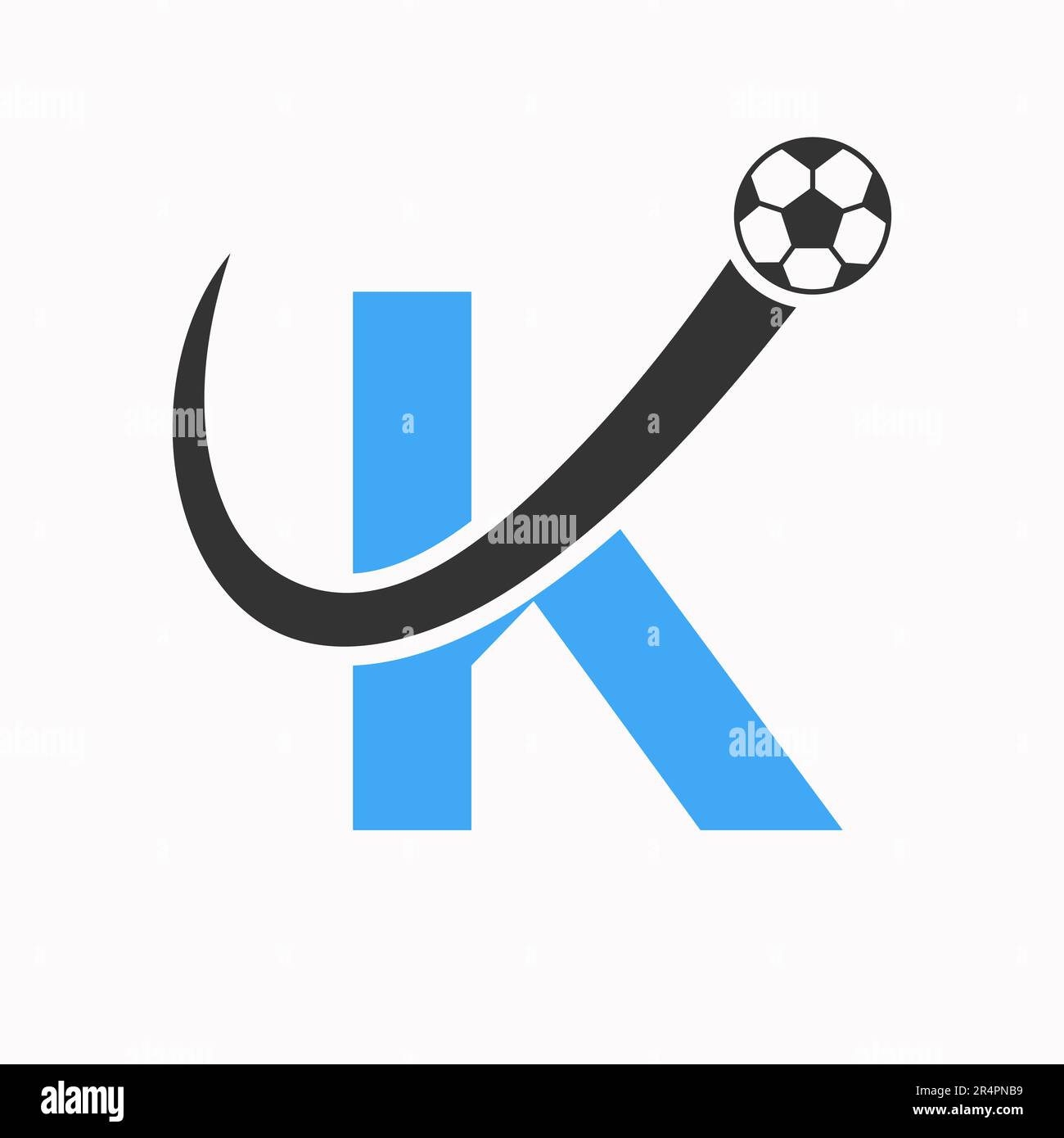 Fußballlogo mit Buchstabe K. Fußball-Logo-Konzept Mit Beweglicher Fußball-Ikone Stock Vektor