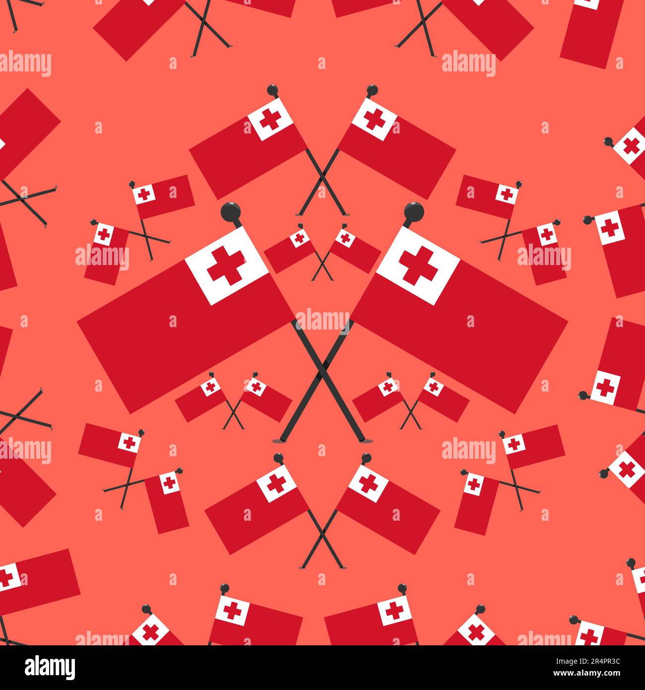 Vektordarstellung der Tonga-Muster und des roten Hintergrunds. Stock Vektor