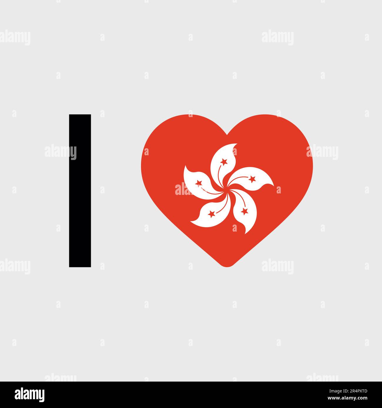 Ich liebe die Darstellung des Vektorsymbols der Hongkong-Landesflagge Stock Vektor