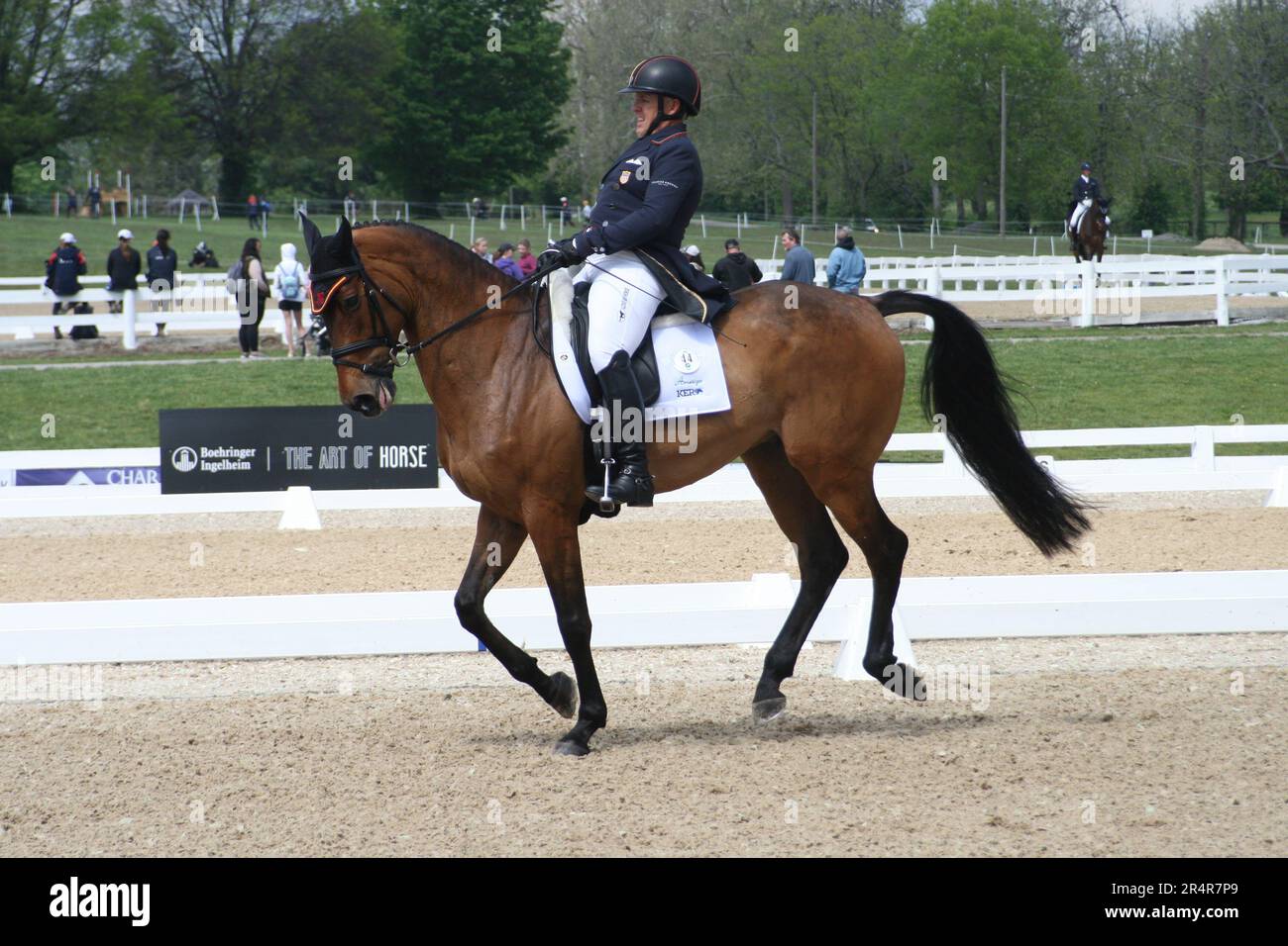 Dressur beim Land Rover Kentucky Three Day Event 2023 im Kentucky Horse Park-Lexington, Kentucky, USA. Stockfoto