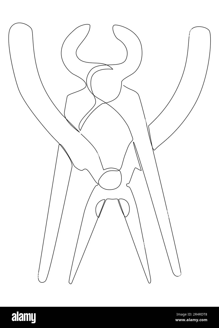 Eine durchgehende Reihe von Zangen, Zangen. Ein Handwerkzeug zum sicheren Halten von Gegenständen. Vektorkonzept zur Darstellung dünner Linien. Kontur Zeichnen kreativer Ideen Stock Vektor