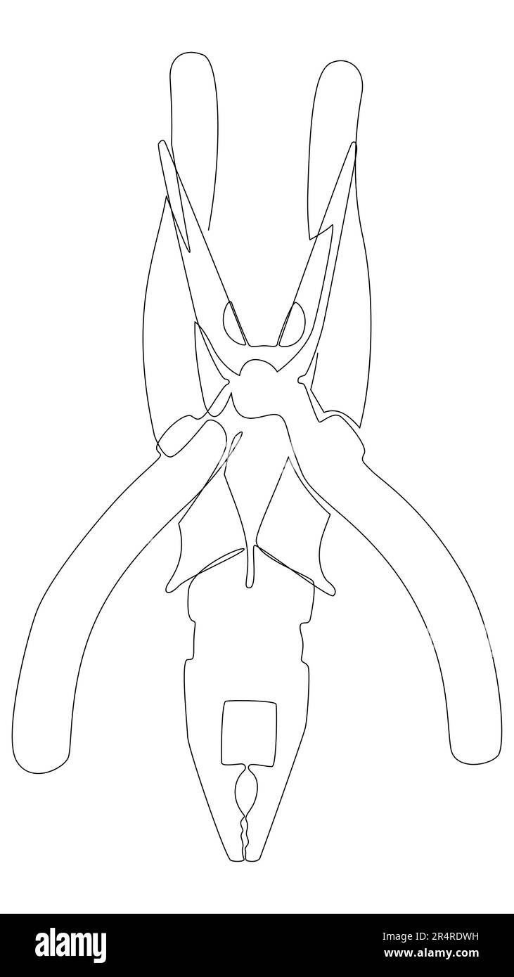 Eine durchgehende Reihe von Zangen, Zangen. Ein Handwerkzeug zum sicheren Halten von Gegenständen. Vektorkonzept zur Darstellung dünner Linien. Kontur Zeichnen kreativer Ideen Stock Vektor
