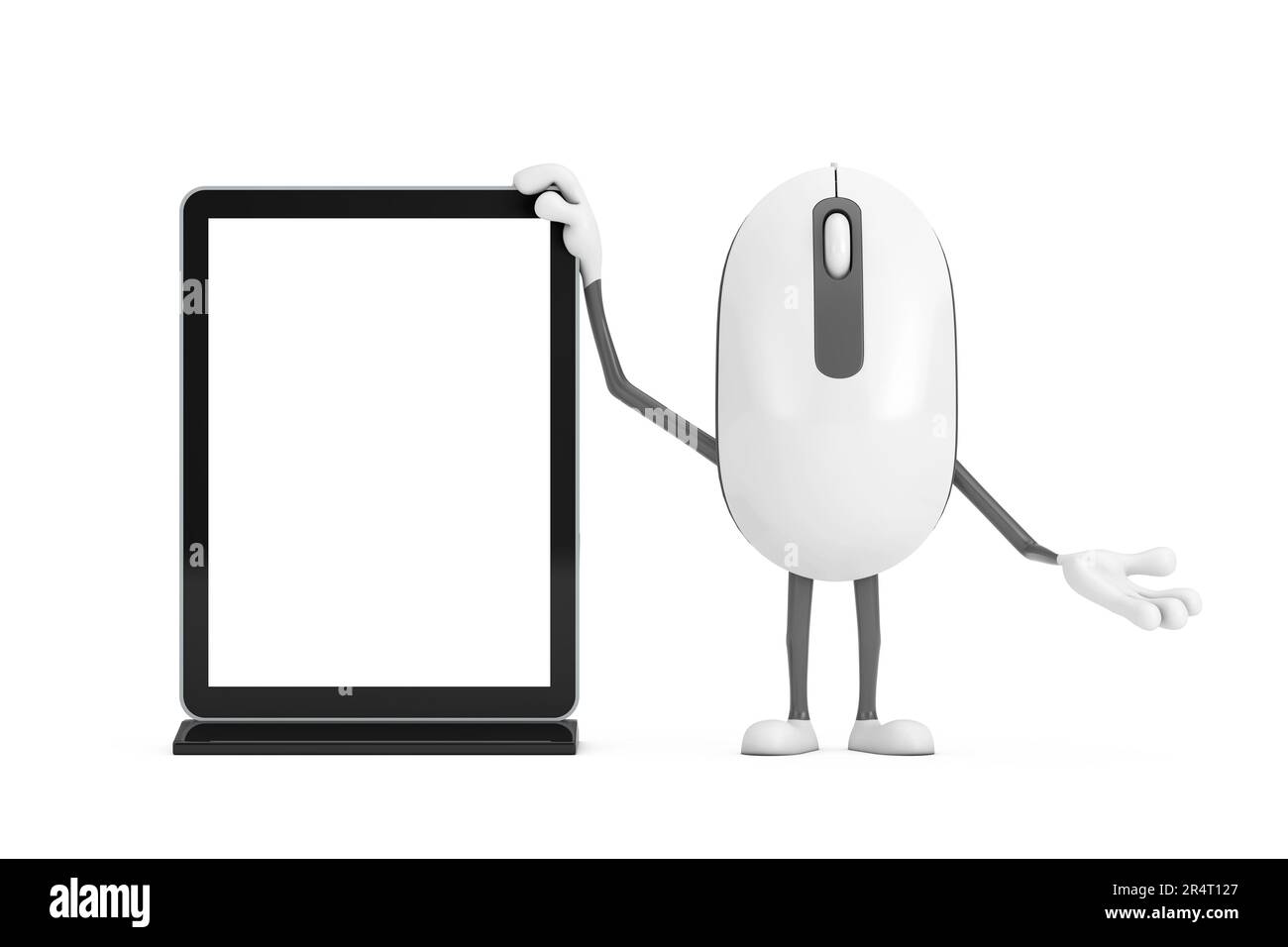 Maskottchen für Figuren aus dem Cartoon mit leerem LCD-Display der ...
