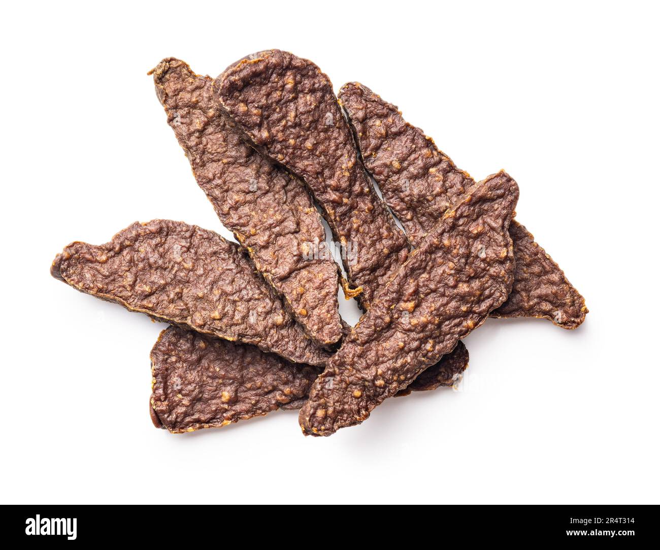 Trockenfleisch für Hunde. Kaugummi für Hunde, isoliert auf weißem Hintergrund. Stockfoto
