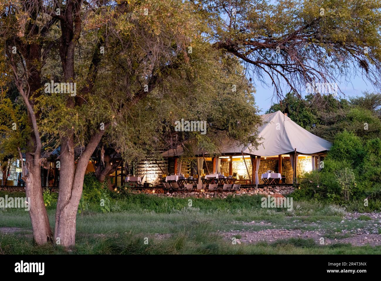 Onguma Zeltlager, Onguma Wildreservat, Namibia, Afrika Stockfoto