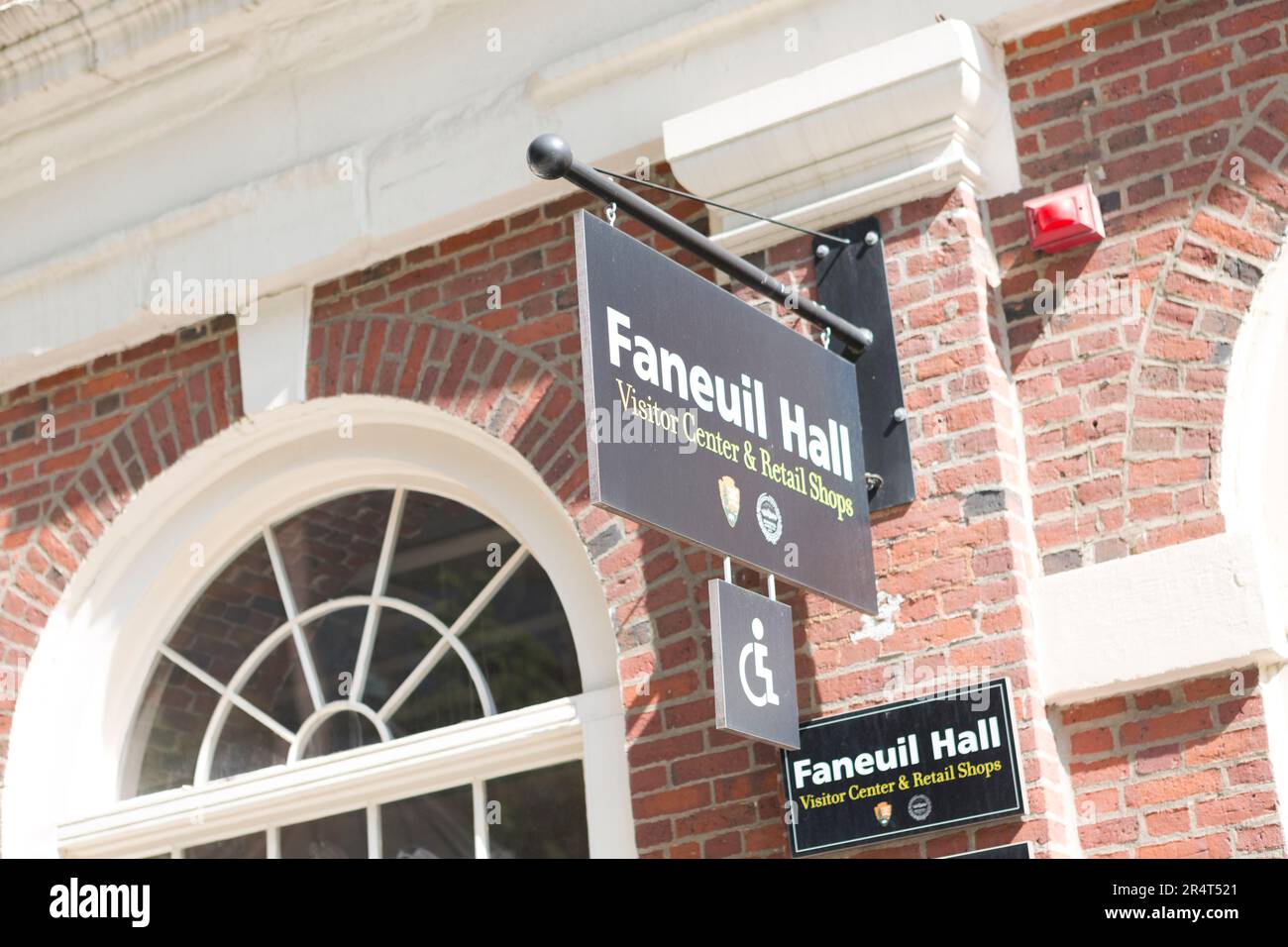 Wegweiser USA, Massachusetts, Boston, Faneuil Hall. Stockfoto