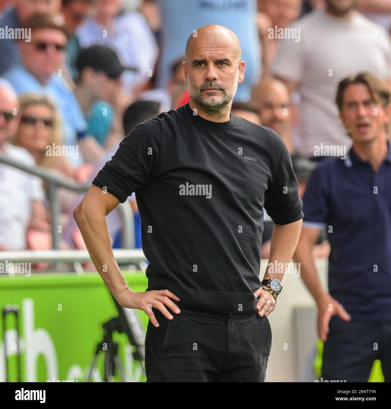 London, Großbritannien. 28. Mai 2023. 28. Mai 2023 Brentford gegen Manchester City - Premier League - GTECH Community Stadium. Manchester City Manager Pep Guardiola während ihres Spiels gegen Brentford im GTECH Community Stadium. Bildkredit: Mark Pain / Alamy Live News Stockfoto