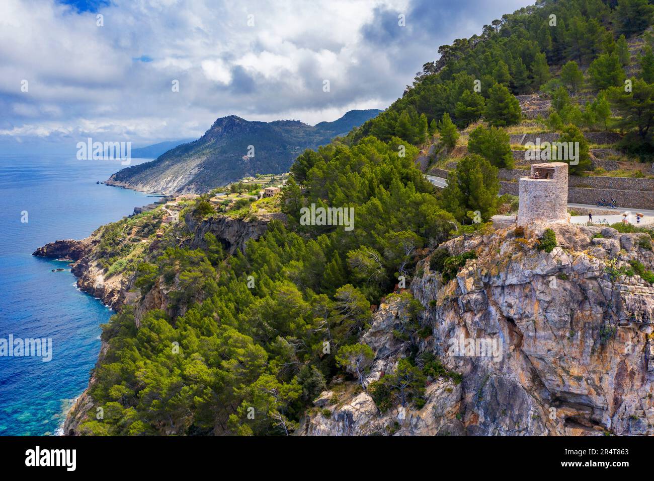 Mirador Torre del Verger oder Torre de ses Animes in der Nähe von Banyalbufar, Westküste, Mallorca, Spanien Stockfoto