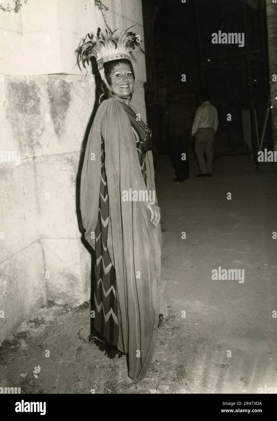 Italienische Opernsängerin Luisa Maragliano bei der Vertretung der Aida, Benevento, Italien 1974 Stockfoto