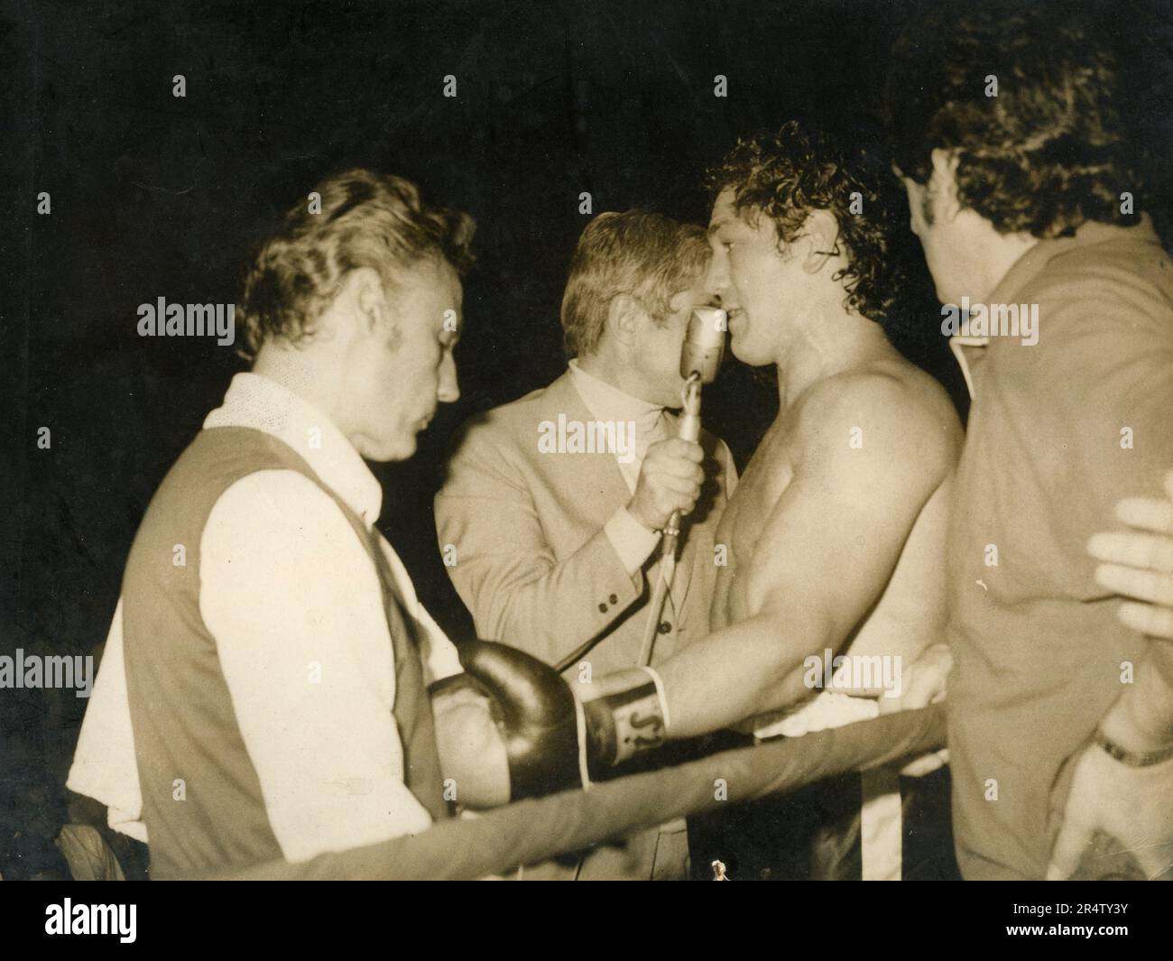 Italienischer Profi-Boxer Francesco Damiani während eines Spiels, Italien 1980er Stockfoto