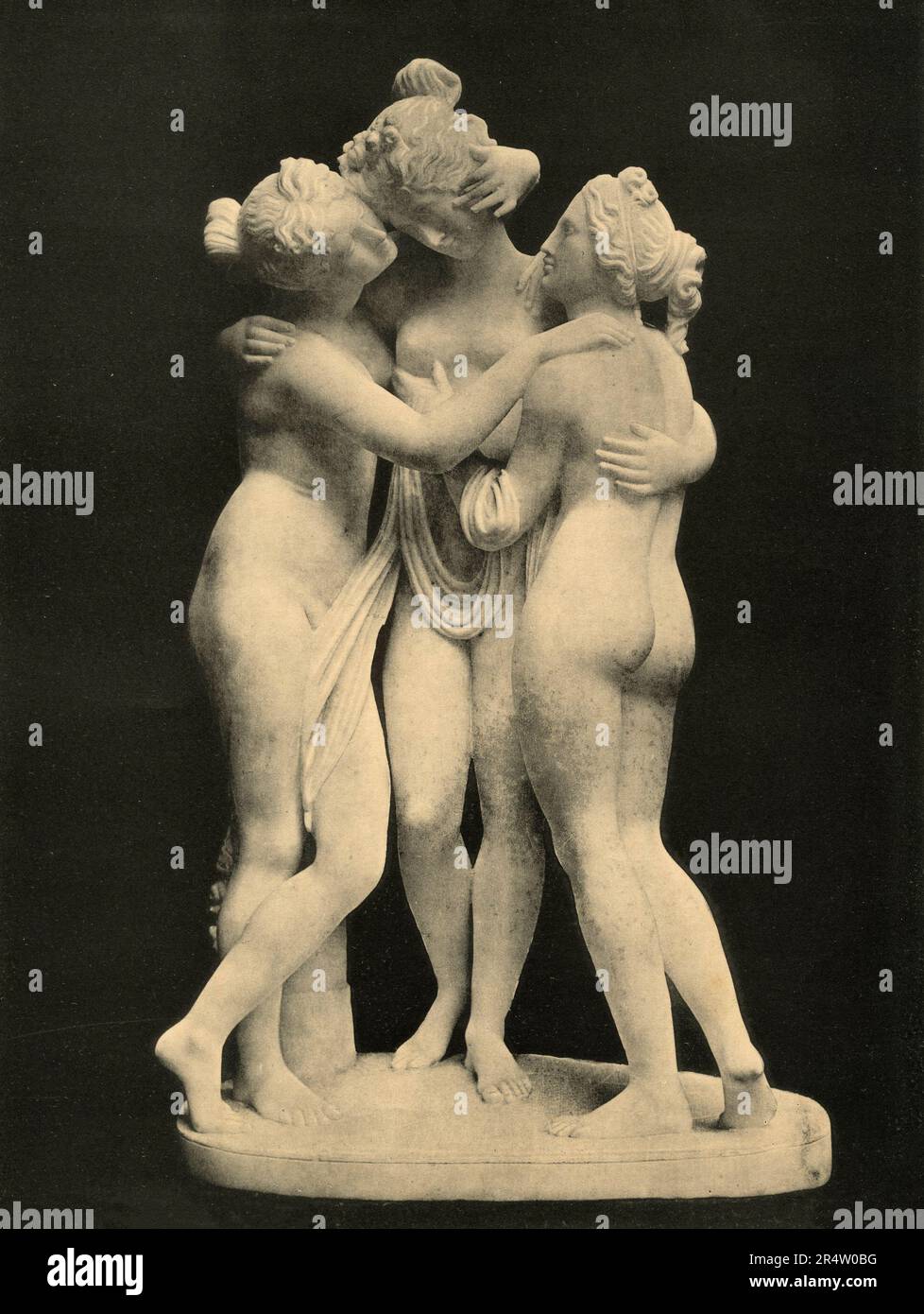 The Three Graces, neoklassizistische Marmorskulptur des italienischen Künstlers Antonio Canova, Italien 1910er Stockfoto