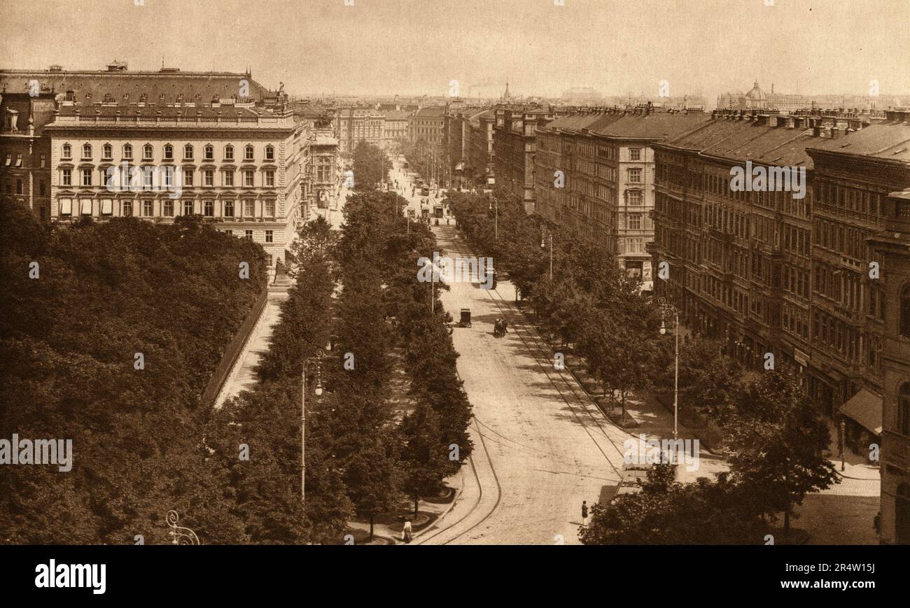 Blick auf die Opernstraße, Wien, Österreich 1924 Stockfoto