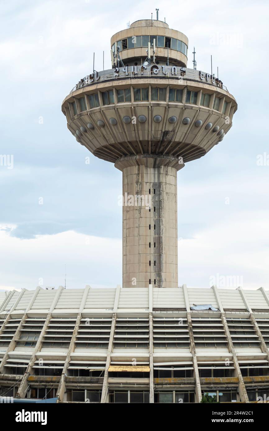 Flughafen Alte Eriwan - Terminal 1 des Flughafens Zvartnots Armenien. 1971 erbaut und 2011 geschlossen. Architekt Arthur Tarkhanyan Stockfoto