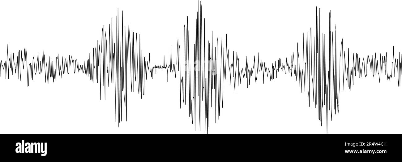 Seismogramm oder Lügendetektordiagramm. Bodenbewegung, Ton- oder Pulsaufzeichnung. Polygraphen- oder Seismographendiagramm isoliert auf weißem Hintergrund Stock Vektor