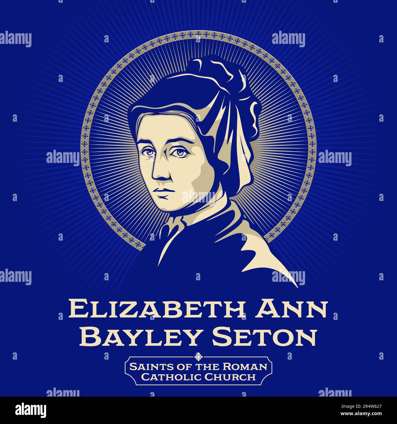 Katholische Heilige. Elizabeth Ann Bayley Seton (1774-1821) war eine katholische religiöse Schwester in den Vereinigten Staaten und eine Erzieherin Stock Vektor