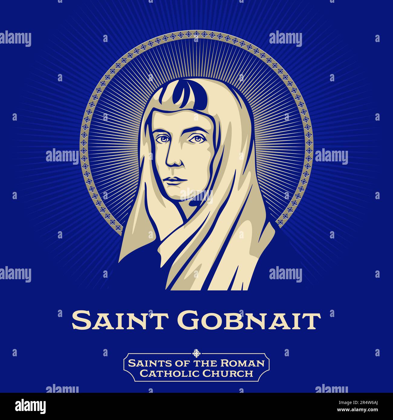 Katholische Heilige. Der Heilige Gobnait, auch bekannt als Abigail oder Deborah, ist der Name einer mittelalterlichen irischen heiligen, deren Kirche Moin Mor, später Bairne, war Stock Vektor