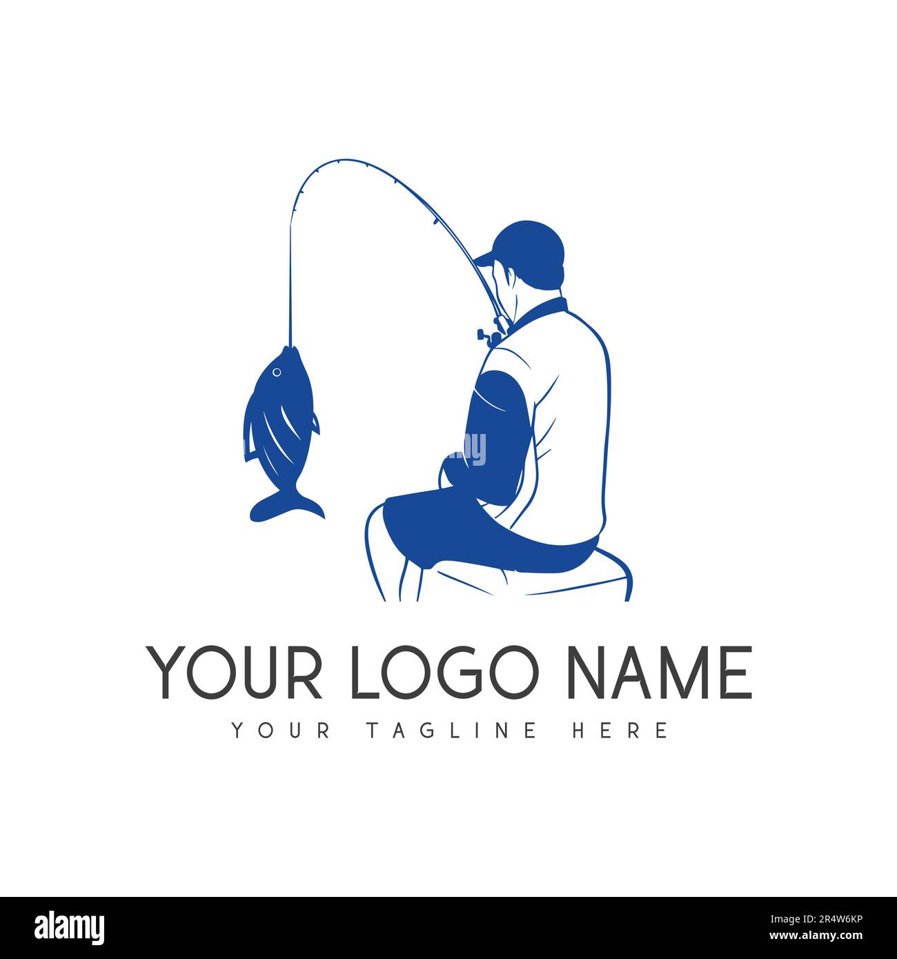 Fisherman Logo Design Fishing Vector Logo Stock Vektor